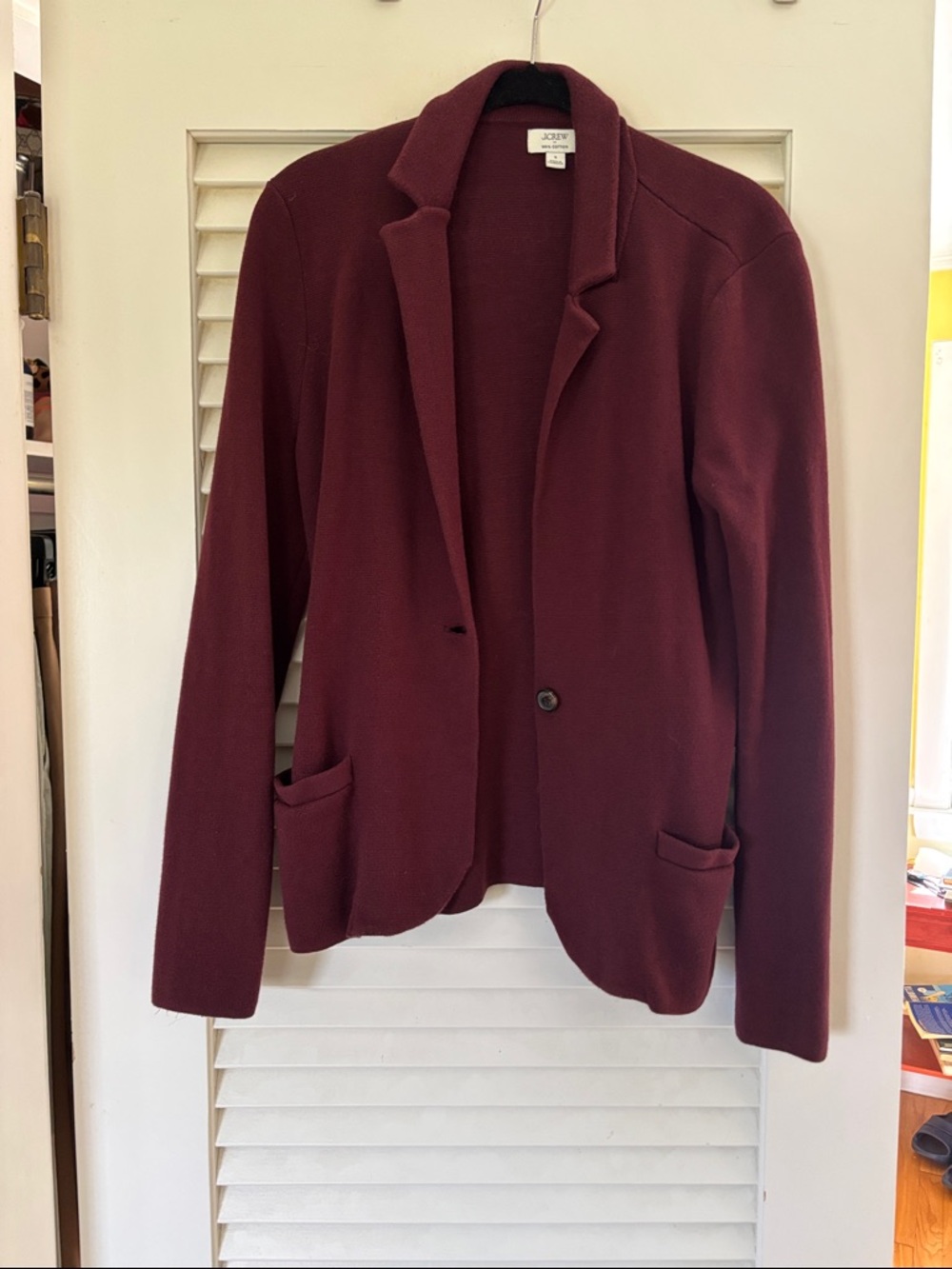 J. Crew Factory Knit schoolboy Blazer in Burgundy, small.